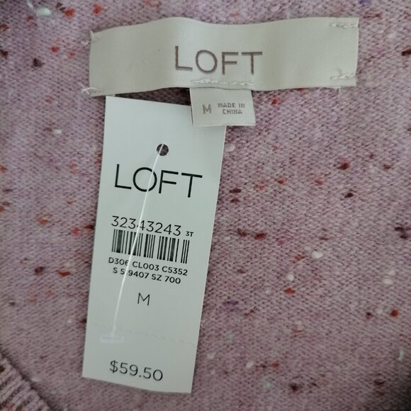 NWT Loft Women's Pink Long Sleeve Crew Neck Pullover Sweater Size M - Picture 5 of 6